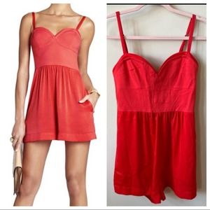 BCBG MaxAzria Bridget Poppy Red Romper Size S 14512